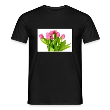 Tulips. Tulips - Men's T-Shirt - black - Front - AI Model Male 178 light (178cm)