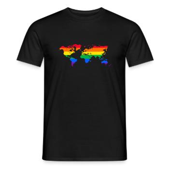 lgbt world map csd rainbow aesthetic gay pride - Men's T-Shirt - black - Front - AI Model Male 178 light (178cm)