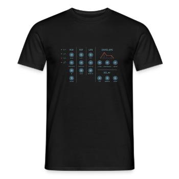 Clavier de musicien de musique de synthétiseur d'enveloppe - T-shirt homme - noir - Devant - AI Model Male 178 light (178cm)