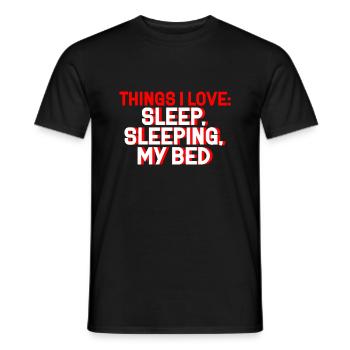 Choses que j’aime, Dormir dans mon lit 2 - T-shirt homme - noir - Devant - AI Model Male 178 light (178cm)
