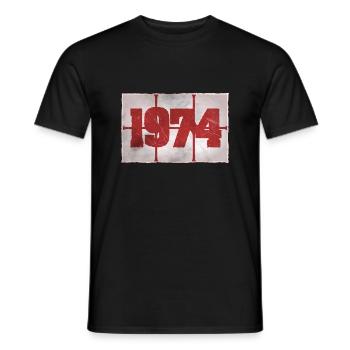 Born in 1974 - Men's T-Shirt - black - Front - AI Model Male 178 light (178cm)