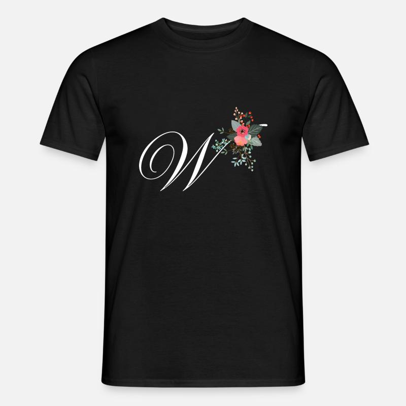 Buchstabe w Blumen - Männer T-Shirt - Schwarz