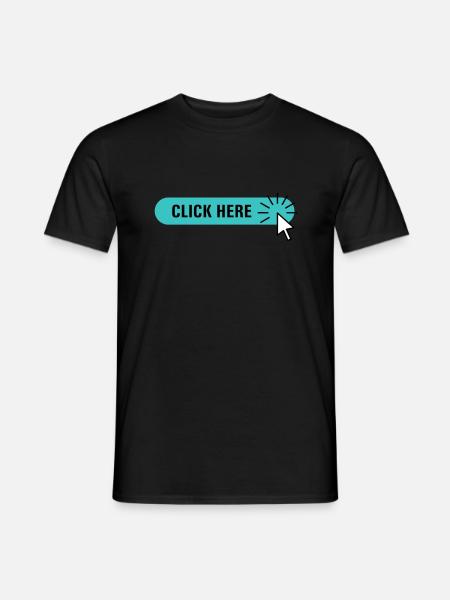 click here – turquoise button with cursor - Men's T-Shirt - black