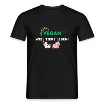 VEGAN WEIL TIERE LEBEN! - Männer T-Shirt - Schwarz - Vorne - AI Model Male 178 light (178cm)