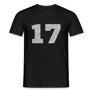 Nummer 17 Silberner Glitzer - 17. Jubiläum - Männer T-Shirt - Schwarz - Vorne - AI Model Male 178 light (178cm)