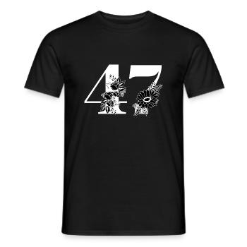 Number 47 Black Floral - 47th Floral Birthday - Men's T-Shirt - black - Front - AI Model Male 178 light (178cm)
