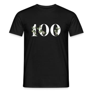 Numéro 100 floral vert - 100e anniversaire floral - T-shirt homme - noir - Devant - AI Model Male 178 light (178cm)