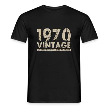 Jahrgang 1970er Bursdag - Unikat - Männer T-Shirt - Schwarz - Vorne - AI Model Male 178 light (178cm)