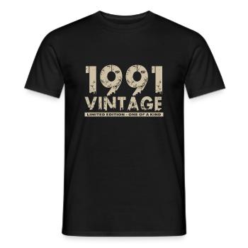 Vintage 1991 Bursdag - One of Kind - T-shirt homme - noir - Devant - AI Model Male 178 light (178cm)