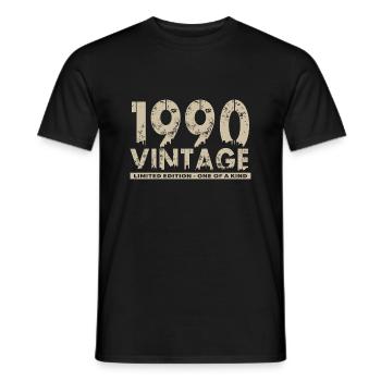 Jahrgang 1990er Bursdag - Unikat - Männer T-Shirt - Schwarz - Vorne - AI Model Male 178 light (178cm)