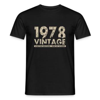 Vintage 1978 Bursdag - One of Kind - Men's T-Shirt - black - Front - AI Model Male 178 light (178cm)