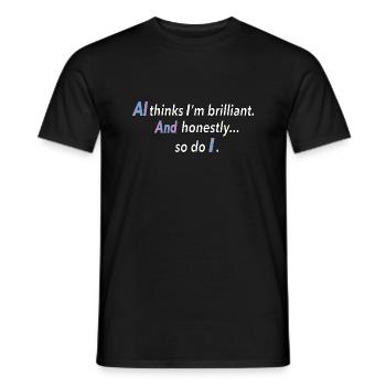 Selbstbewusstsein trifft KI – cooles Zitat - Männer T-Shirt - Schwarz - Vorne - AI Model Male 178 light (178cm)