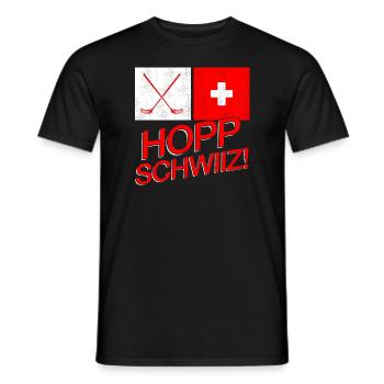 Unihockey Schweiz Hopp Schwiiz Swiss Geschenk - Männer T-Shirt - Schwarz - Vorne - AI Model Male 178 light (178cm)