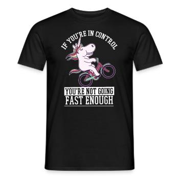 Sweet unicorn on a bike - Men's T-Shirt - black - Front - AI Model Male 178 light (178cm)