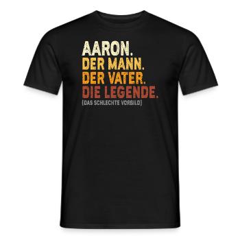 Name Aaron Geschenk Vorname - Männer T-Shirt - Schwarz - Vorne - AI Model Male 178 light (178cm)