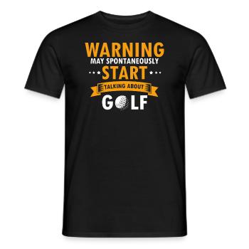 Avertissement peut spontanément commencer à parler de golf - T-shirt homme - noir - Devant - AI Model Male 178 light (178cm)