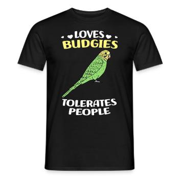 Budgerigar Bird - Men's T-Shirt - black - Front - AI Model Male 178 light (178cm)