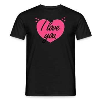 Message d'amour I love you - T-shirt homme - noir - Devant - AI Model Male 178 light (178cm)