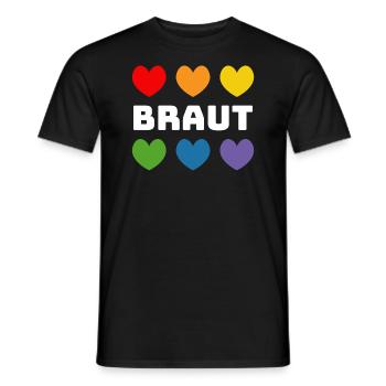Regenbogenherzchen Braut weiss - Männer T-Shirt - Schwarz - Vorne - AI Model Male 178 light (178cm)