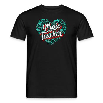 Music Teacher Music Teacher Full Heart - Men's T-Shirt - black - Front - AI Model Male 178 light (178cm)