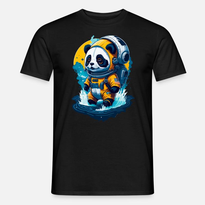 Niedlicher Panda-Astronaut - Männer T-Shirt - Schwarz