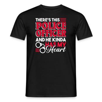 Police Officer Police Officer Has My Heart - Men's T-Shirt - black - Front - AI Model Male 178 light (178cm)