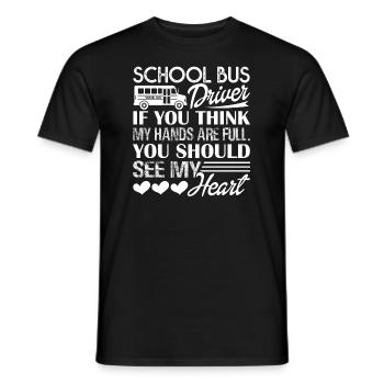 School Bus Driver School Bus Driver Full Heart - Men's T-Shirt - black - Front - AI Model Male 178 light (178cm)