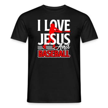 Baseball I Love Jesus And Baseball - Men's T-Shirt - black - Front - AI Model Male 178 light (178cm)