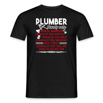 Plumber Plumber Hourly Rate - Men's T-Shirt - black - Front - AI Model Male 178 light (178cm)