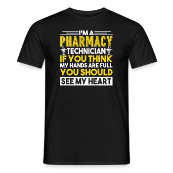 Pharmacy Technician Pharmacy Technician Full Heart - Men's T-Shirt - black - Front - AI Model Male 178 light (178cm)