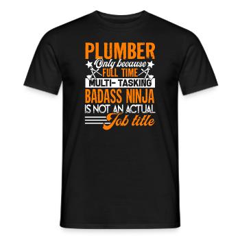 Plumber Plumber Job Title - Men's T-Shirt - black - Front - AI Model Male 178 light (178cm)