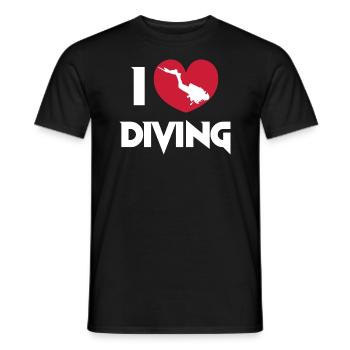 I Love Diving Scuba Diver Heart Deep Sea Explorer - Männer T-Shirt - Schwarz - Vorne - AI Model Male 178 light (178cm)