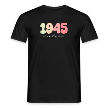 Vintage Vintage 1945 Anniversaire - T-shirt homme - noir - Devant - AI Model Male 178 light (178cm)
