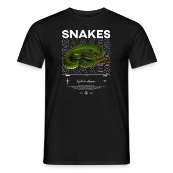 Vipère de fosse à lèvres blanches moderne gardien de reptile - T-shirt homme - noir - Devant - AI Model Male 178 light (178cm)