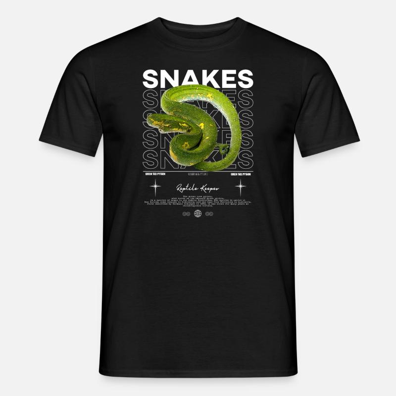 Green Tree Python moderne Streetwear Reptile gardien - T-shirt homme - noir