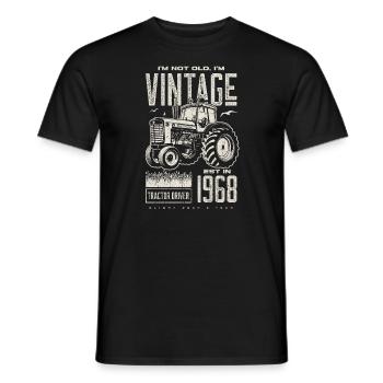 Vintage Tractor Farmer Birthday Born In 1968 - Men's T-Shirt - black - Front - AI Model Male 178 light (178cm)