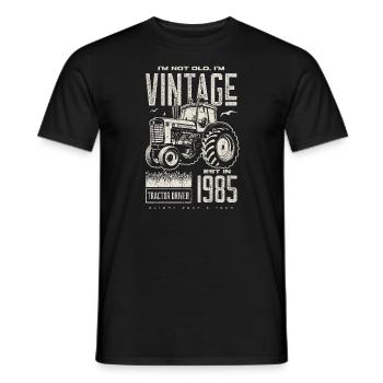 Vintage Tractor Farmer Birthday Born In 1985 - Men's T-Shirt - black - Front - AI Model Male 178 light (178cm)