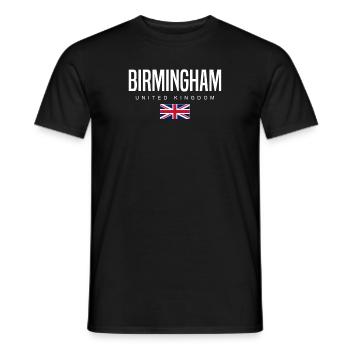 Birmingham, Royaume-Uni - T-shirt homme - noir - Devant - AI Model Male 178 light (178cm)