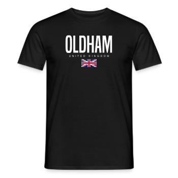 Oldham, England, United Kingdom - Men's T-Shirt - black - Front - AI Model Male 178 light (178cm)