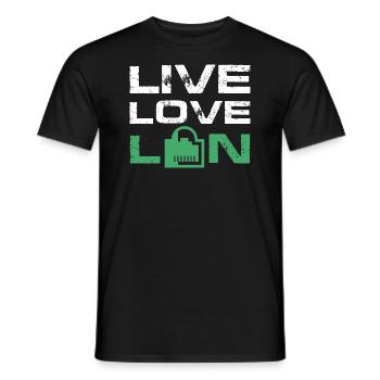 Live Love Lan IT Tech Network Admin Administration - Männer T-Shirt - Schwarz - Vorne - AI Model Male 178 light (178cm)