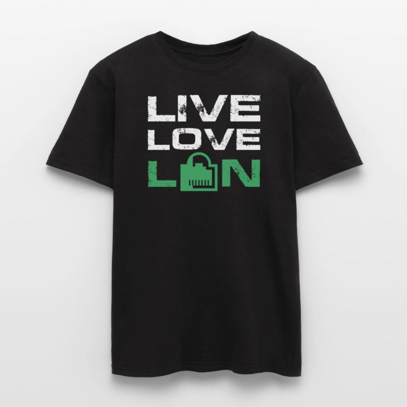 Live Love Lan IT Tech Network Admin Administration Männer T-Shirt