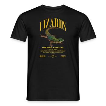 Phelsuma laticauda Day Gecko Lizard Keeper - Men's T-Shirt - black - Front - AI Model Male 178 light (178cm)