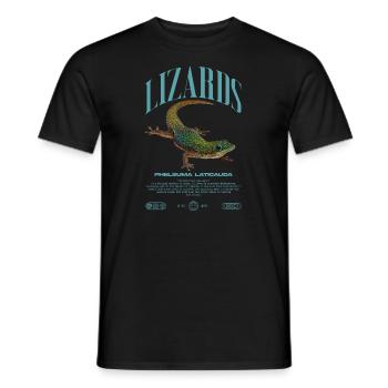 Phelsuma laticauda Day Gecko Lizard Keeper - Men's T-Shirt - black - Front - AI Model Male 178 light (178cm)