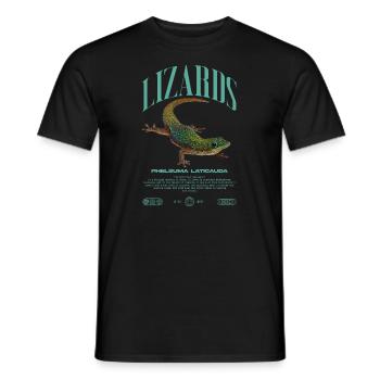 Phelsuma laticauda Day Gecko Lizard Keeper - Men's T-Shirt - black - Front - AI Model Male 178 light (178cm)