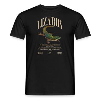 Phelsuma laticauda Day Gecko Lizard Keeper - Men's T-Shirt - black - Front - AI Model Male 178 light (178cm)