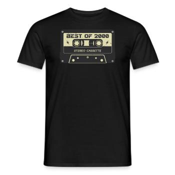 Cassette rétro 2000 millésime 2000 anniversaire 2000 - T-shirt homme - noir - Devant - AI Model Male 178 light (178cm)