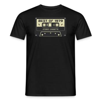 Cassette rétro 1979 vintage 1979 anniversaire 1979 - T-shirt homme - noir - Devant - AI Model Male 178 light (178cm)