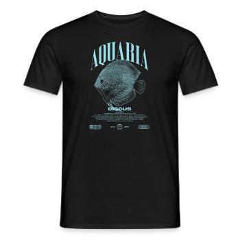 Diskus-Buntbarsch Fish Keeper Moderne Streetwear - Männer T-Shirt - Schwarz - Vorne - AI Model Male 178 light (178cm)