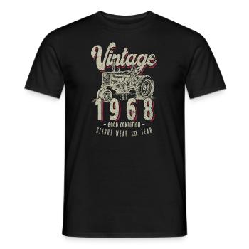 Anniversaire Fermier Tracteur Vintage Né En 1968 - T-shirt homme - noir - Devant - AI Model Male 178 light (178cm)