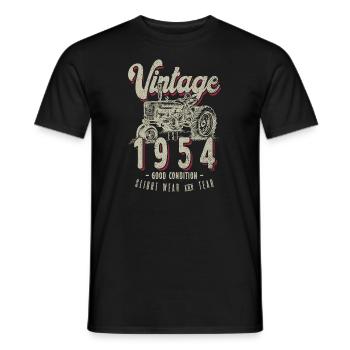 Vintage Tractor Farmer Birthday Born In 1954 - Men's T-Shirt - black - Front - AI Model Male 178 light (178cm)